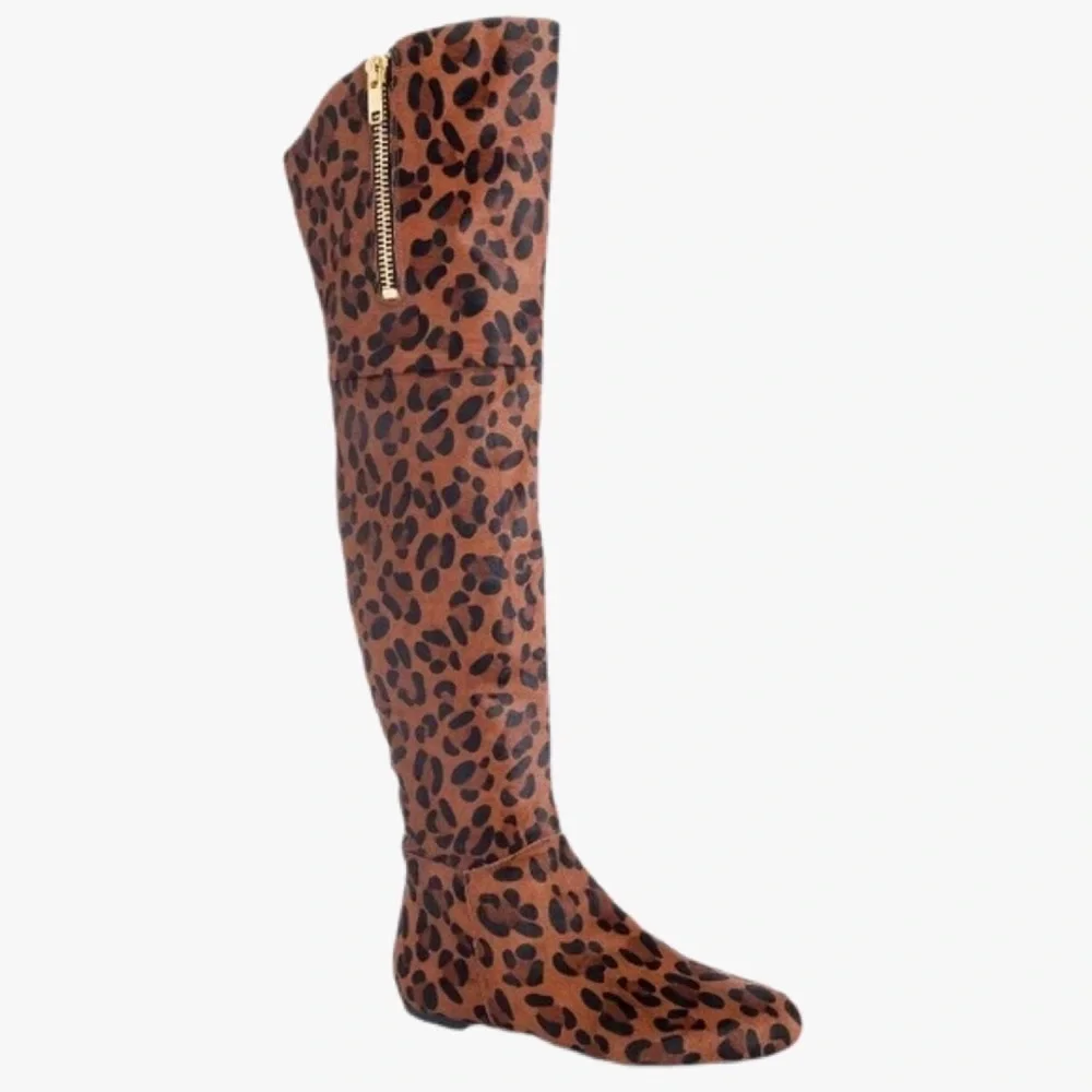 Sam Edelman James Knee High Leopard Print Calf Hair Boot Women’s Size 6